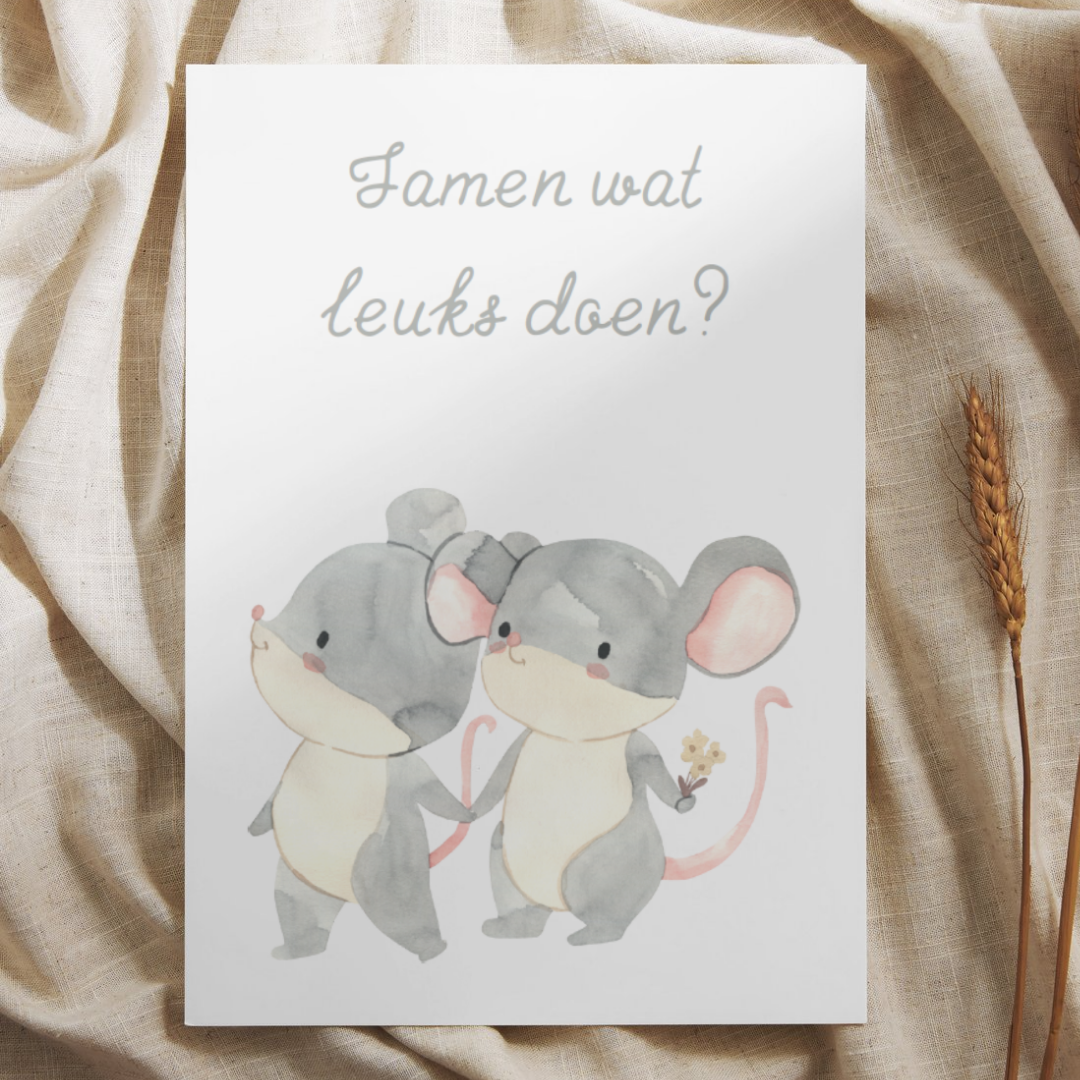 'Samen wat leuks doen?' - Muisjes Ansichtkaart
