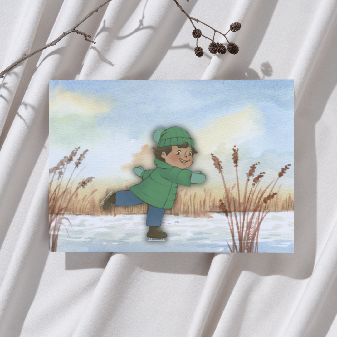 Jongen – Schaatsen Ansichtkaart