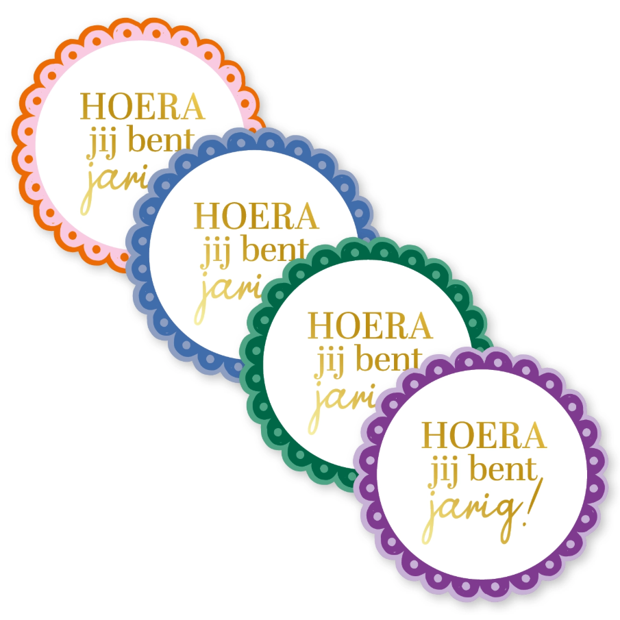 'Hoera jij bent jarig!' Lijstje - Set van 8 Stickers
