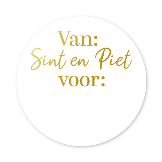 'Van: Sint en Piet, voor: ...' - Set van 10 Stickers