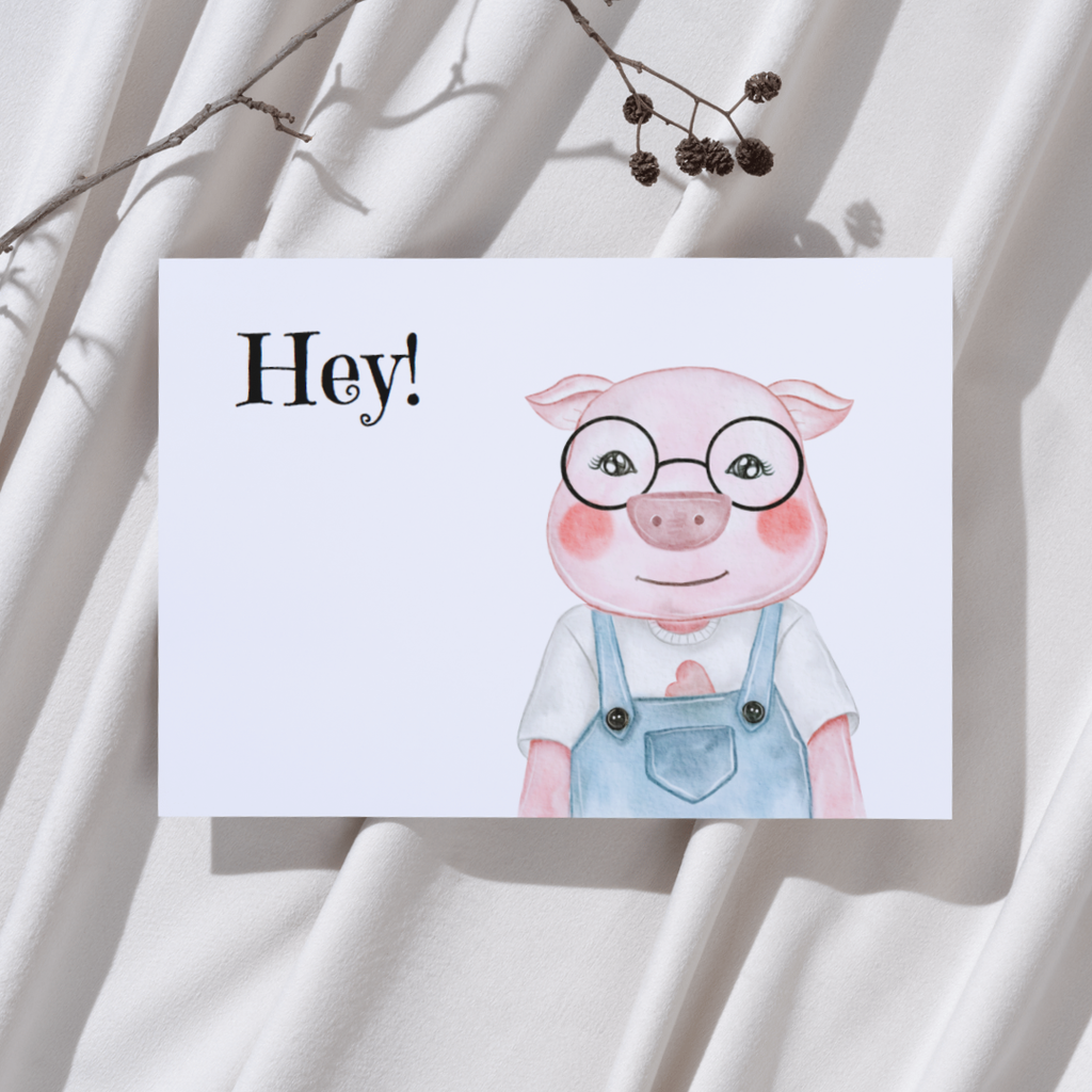 'Hey!’ – Varkentje Ansichtkaart