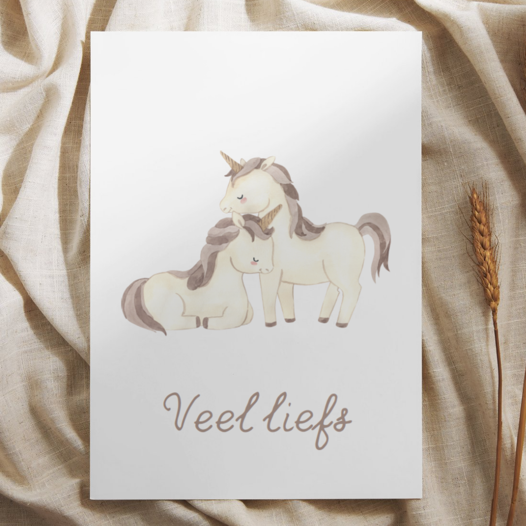 'Veel liefs’ – Eenhoorns Ansichtkaart