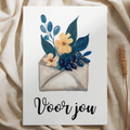 'Voor jou' Envelop met bloemen - Ansichtkaart