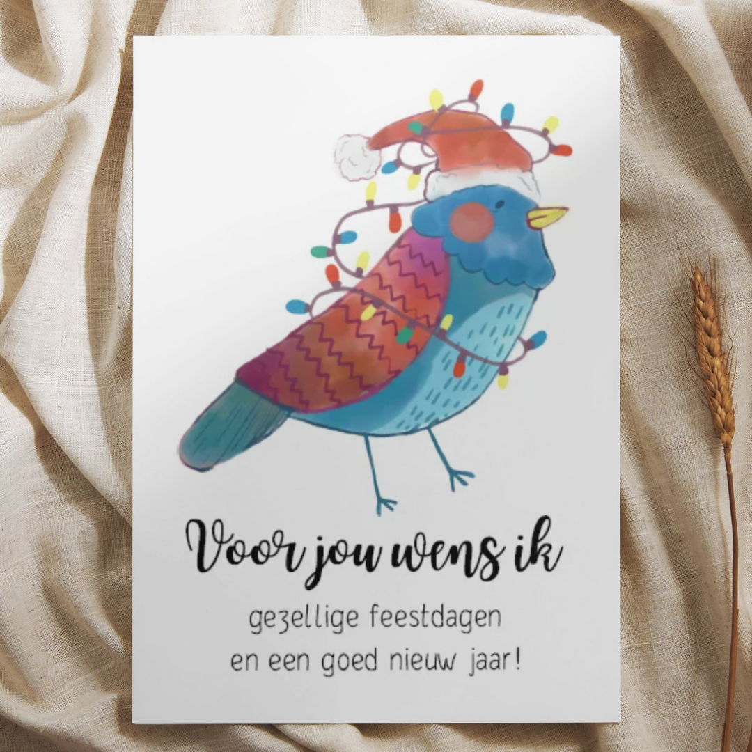 'Voor jou wens ik gezellige feestdagen en een goed nieuw jaar!' - Kerst Vogel Ansichtkaart