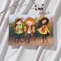 Drie vrouwen in herfst – Ansichtkaart