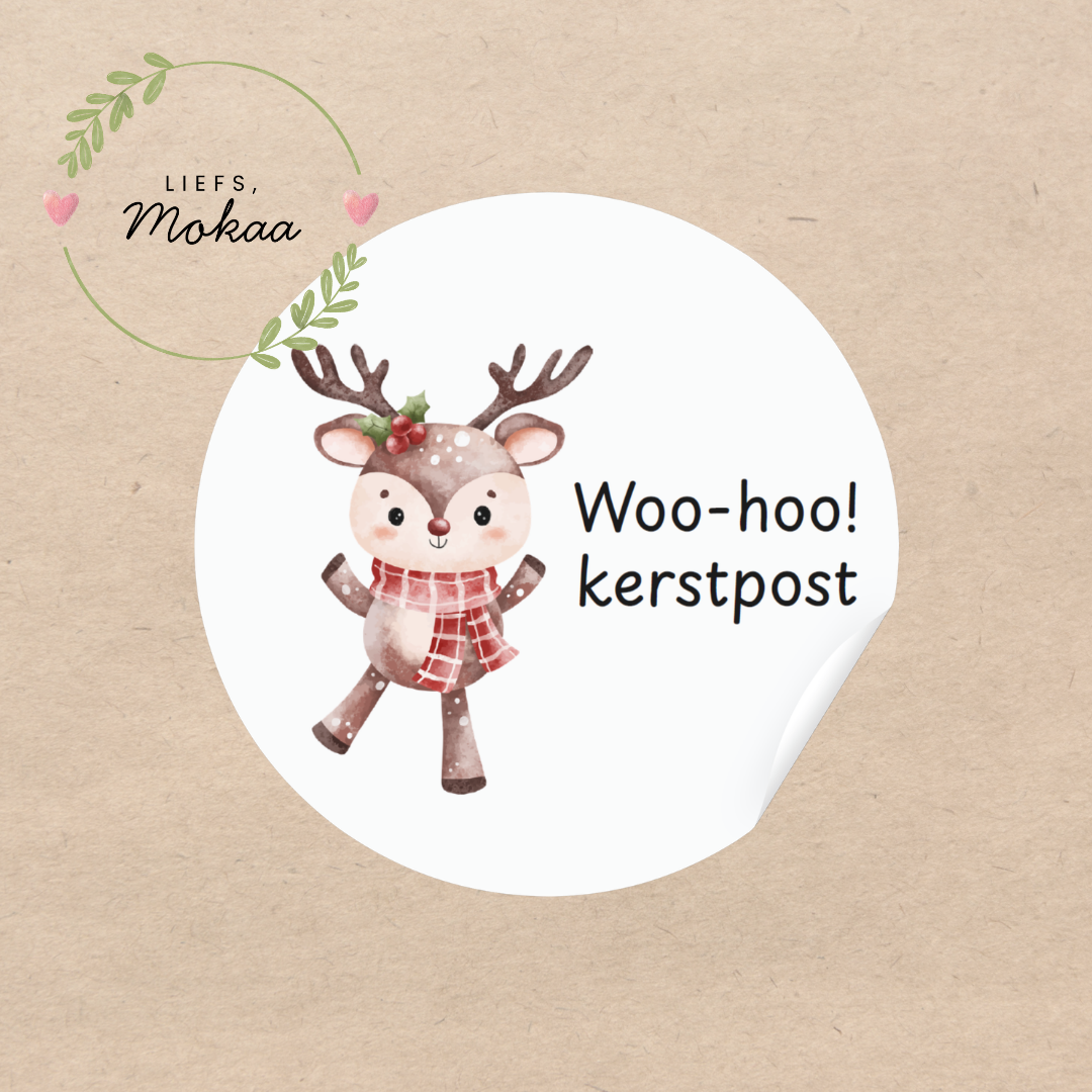 'Woo-hoo! Kerstpost' - Set van 10 Stickers