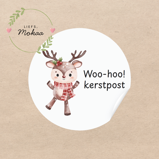 'Woo-hoo! Kerstpost' - Set van 10 Stickers